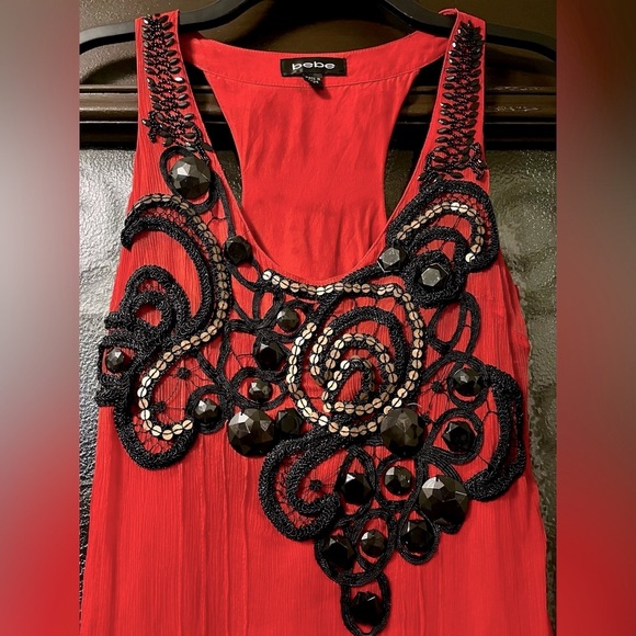 BeBe SILK Flowy Bead Embroidered Lined Flapper Dress Sequins Cocktail ❤️ - Picture 2 of 14